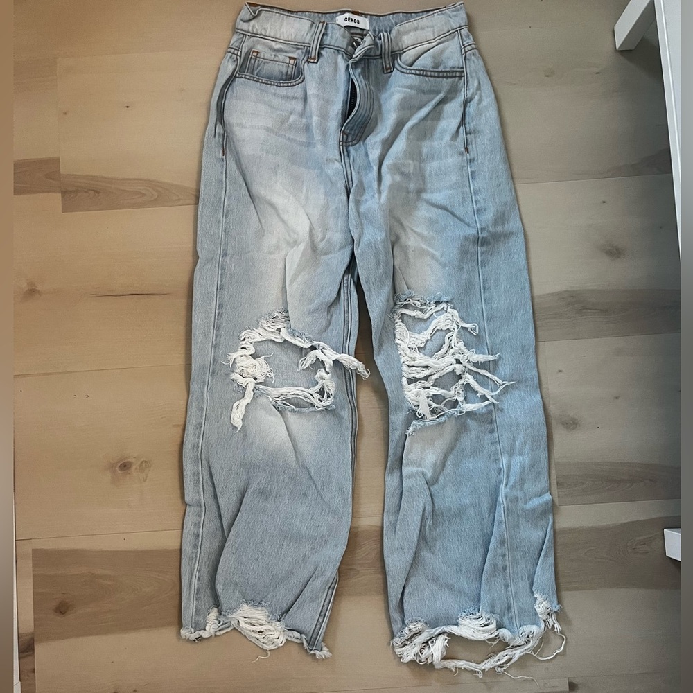 Light blue cropped wide leg CEROS jeans